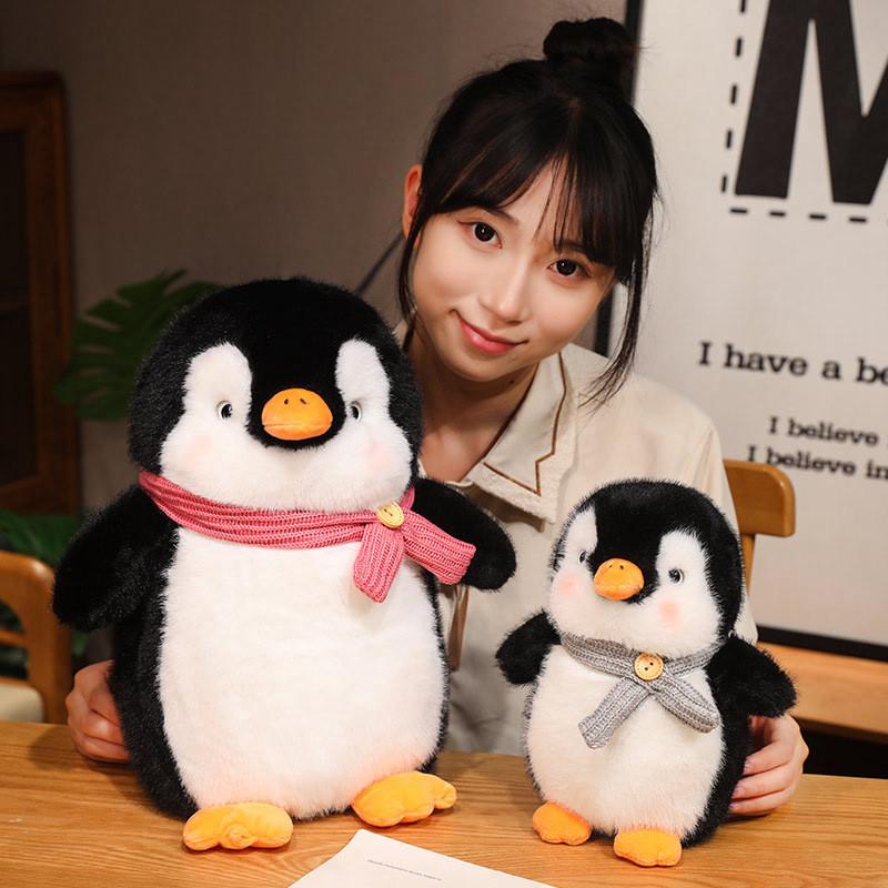 Doll Plush Penguin Pillow Birthday Gift Pink Gray Scarf Decoration Oceanarium