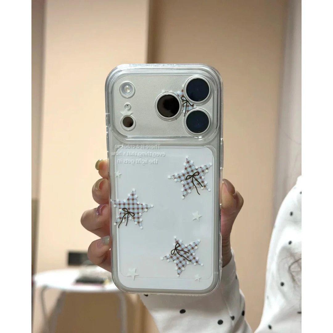 Grid Star Transparent Soft Case for Apple 17Pro, 16, 15 Pro Max, 14, 13, 12, 11 16