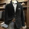Men's Solid Color Corduroy Warm Pocket Suit Jacket Cardigan Men's Casual Suit