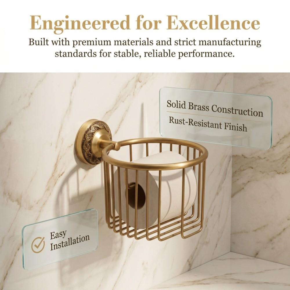 Copper Paper Towel Rack Brass Toilet Paper Holder Paper Holder Basket Bathroom Organization
