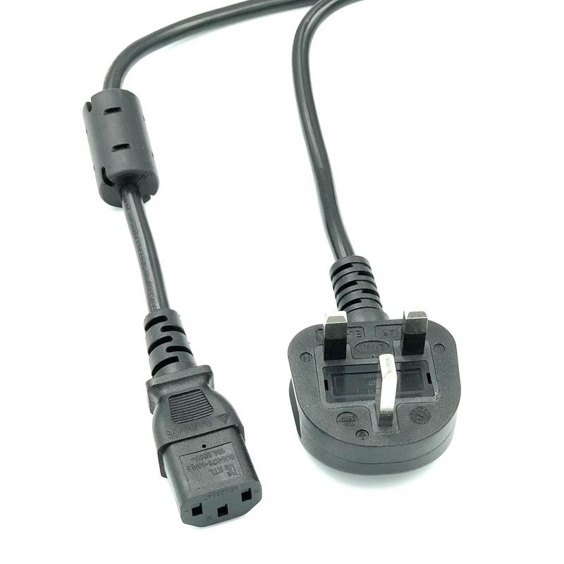 Magnetic Ring Power Cord: US, EU, UK Standard 3-Pin Plug with Figure-8 Connector, Anti-Interference Medical Grade