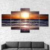 Sunset Beach Sea Waves Canvas 5 Piece Five Panel Wall Print Modern Art Poster Picture Home Decor Gift For Him For Her