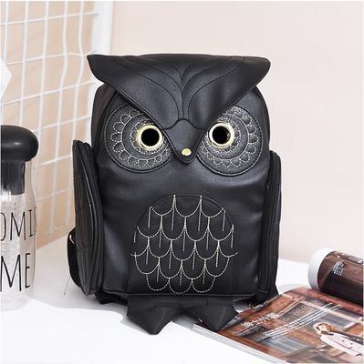 Dames Rugzak Stijlvol Cool Zwart Leer Uil Rugzak Vrouw Hot Sale Dames Tas rugzak voor meisjes