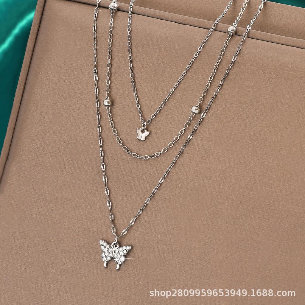 Stylish and simple multi-layer butterfly pendant necklace collarbone chain, Middle East, women's jewelry accessories