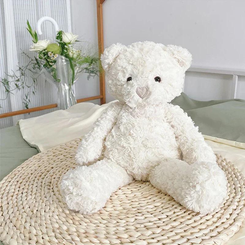40 Cm White Bear Stuffed Animal with Hear Shape Nose Fluffy  Bear Soft Plush Toys Home Decor Wedding Birthday Gifts
