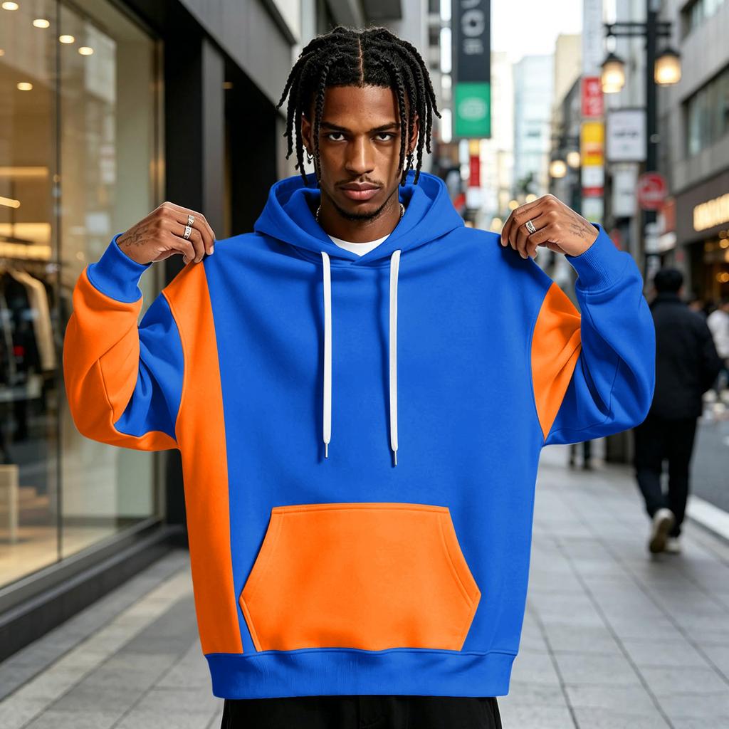 Men's Colorblock Hoodie with Pocket Casual Athletic Pullover