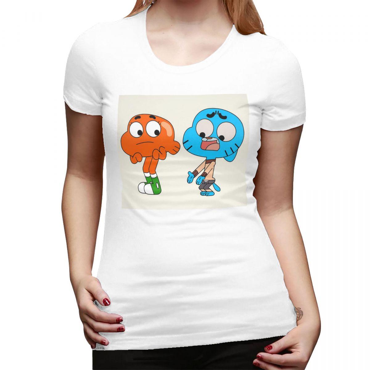 

Gumball And Darwin What The What TShirt for Women Crew Neck Streetwear T Shirts Womens Short Sleeve Summer Clothes Tops S