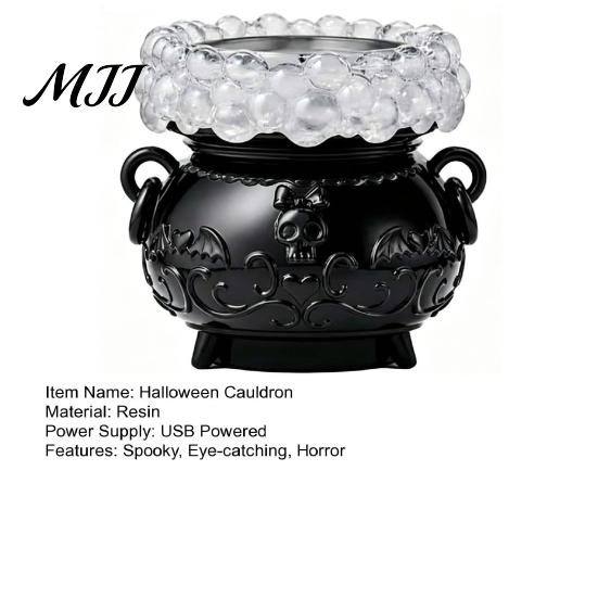 Halloween Cauldron Decorations LED Bubble Light Decor, Color Changing Witch Potion Lamp with Simmering Display Purple Light, Spooky Gothic Tabletop