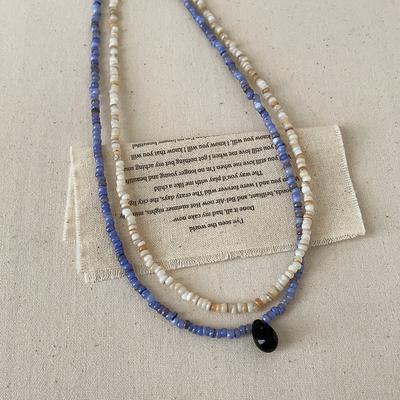 Design di nicchia Senso estetico Collana con perline a forma di goccia d'acqua da donna Moda letteraria retrò Squisita Semplice Versatile Catena per il collo Catena per maglione