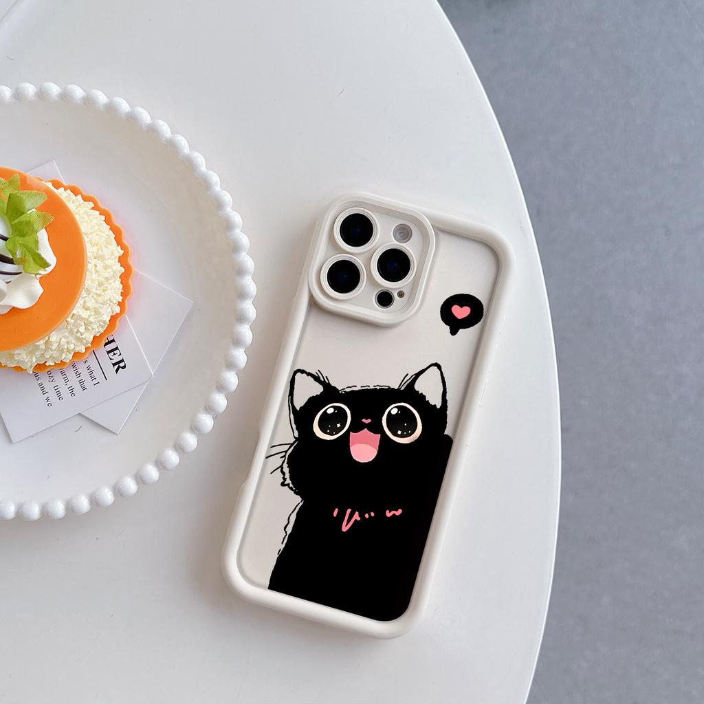 Black Cat Pattern Soft TPU Phone Case for iPhone 17 Air 16 15 14 Pro Max Plus 13 12 Mini 8 7 X Xs Back Cover