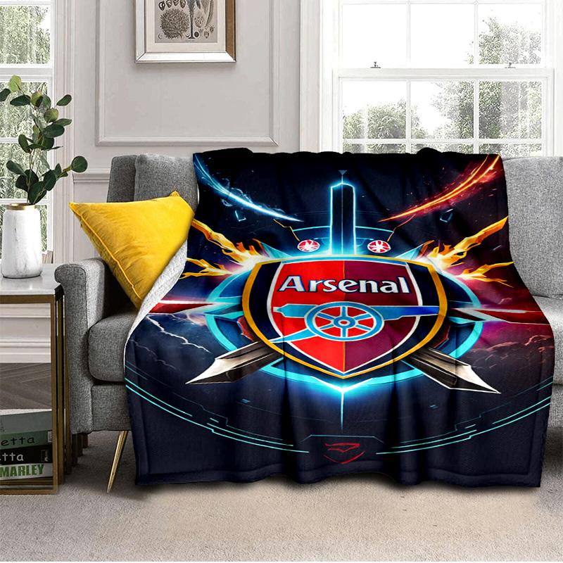 Coperta con stemma dell'Arsenal Football Club Coperta in flanella da esterno per campeggio, escursionismo, feste in giardino, essenziale per picnic, regalo per famiglia e amici