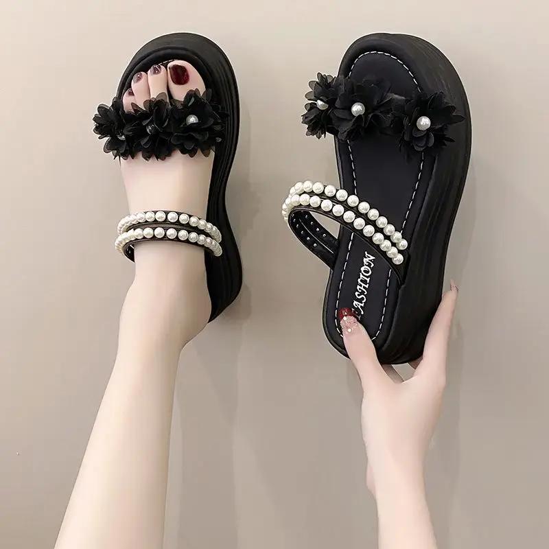 Fashion Sandal Beach Flowers Sandals for Women Wholesale Comfortable and Elegant Woman Shoes Original Luxury Summer 2025 Daily On Sale