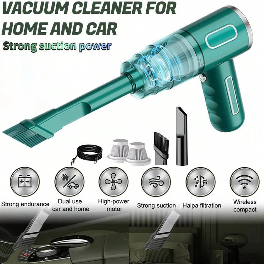 Small Handheld Vacuum Cleaner, Portable Wireless Vacuum Cleaner, Mini Handheld Vacuum Cleaner With Brush Head, Long Suction Nozzle, Dual Filters,