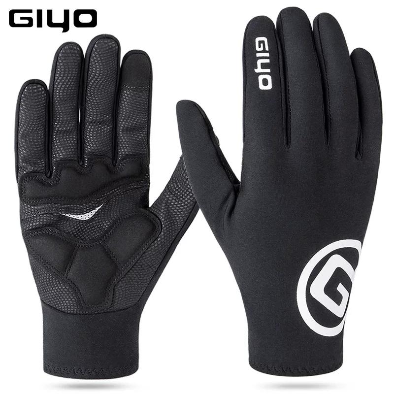 Giyo Windproof Autumn and Winter Warm Road and Mountain Bike Fleece Long Finger Gloves for Men and Women Outdoor Cycling Gear