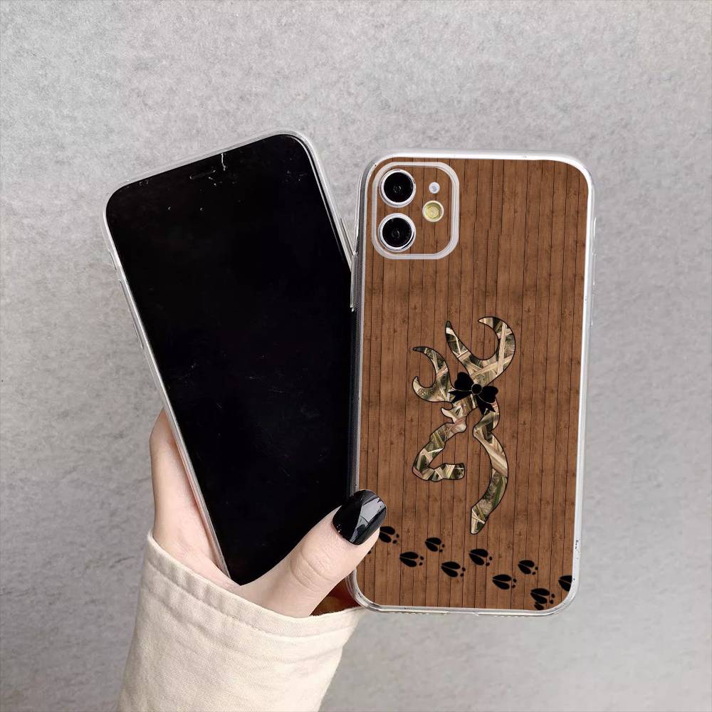 D-Deer Hunting Camo Phone Case For iPhone17,16,15,14,13,12,11 Plus,Pro Max Soft Transparent Cover