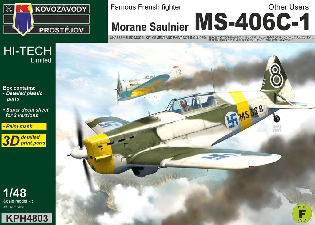KP Model Limited Edition Overseas Specification Plastic Model Kit KPMH4803 1/48 Hi-Tech Morane-Saulnier MS-406C-1 (Airplane)