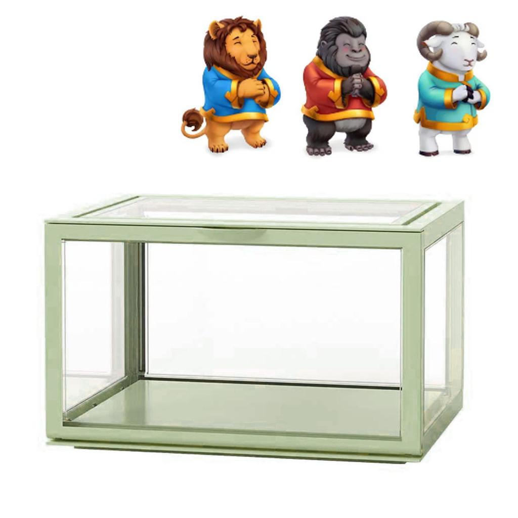 Organizzatore per Figure Desktop Bambole Vetrina Acrilica Alta Trasparenza Sigillata Antipolvere Vetrina Verde Chiaro