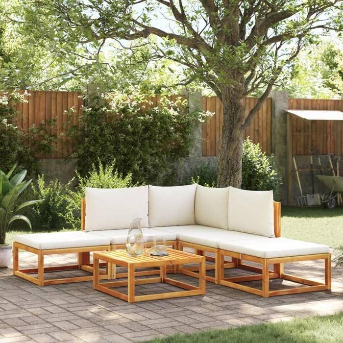 VidaXL Ensemble de canapés de jardin 6 pièces avec coussins en bois d'acacia et corde 3278846