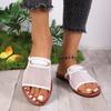 Plus Size Fashion Sandals Summer New Round Toe Open Toe Cutout Breathable Woven Mesh Simple Flat Everyday Casual Slippers