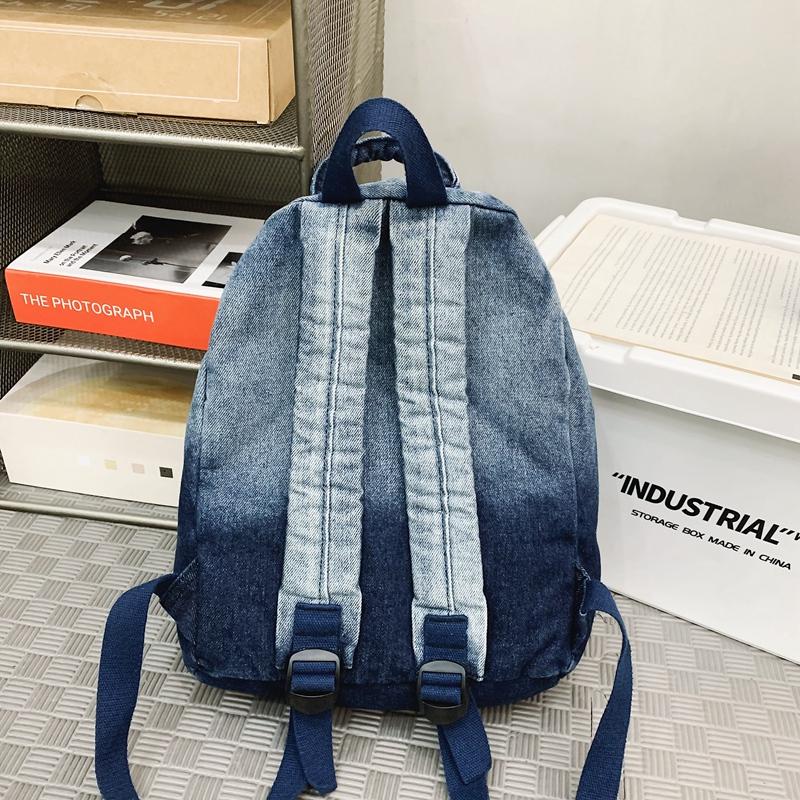 Rucsac Școlar pentru Elevi Rucsac Denim cu Gradient pentru Elevi de Gimnaziu
