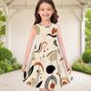 Little Girls Round Neck Sleeveless Abstract Printed A Line Flared Hem Dress
