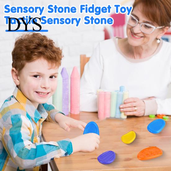 Sensory Stone Kit 6Pcs/Set Kids Silicone Toy Textured Worry Stress Relief Tool Concentration Aid Anxiety Relieving Fidget