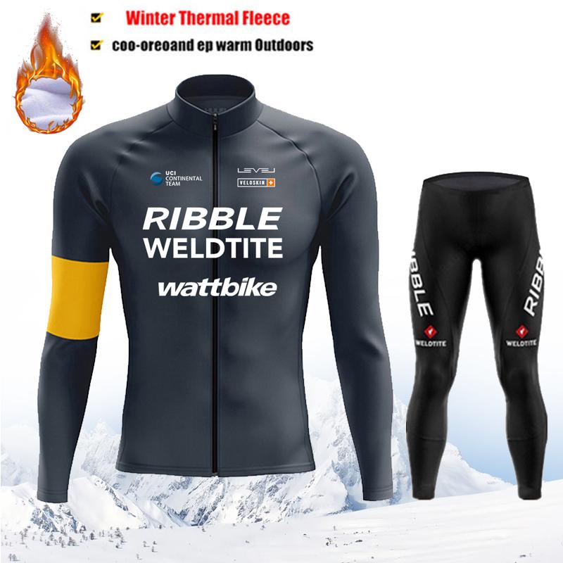 Thermal Fleece Bike Jersey + Bib Pants, Long Sleeve Cycling Clothing Sets Man Black Cycling Clothing 2026 Winter Fleece Warm Cycling Suit Set