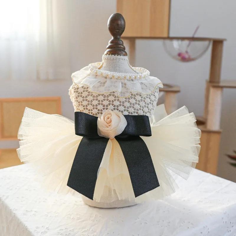 

Pet Clothing Cat Wedding Dress Cat Dress Bow Thin Gauze Dress Cat Clothing Dog Lolita Dress Pomeranian Teddy Dress Cat Clothes S-2-3kg білий