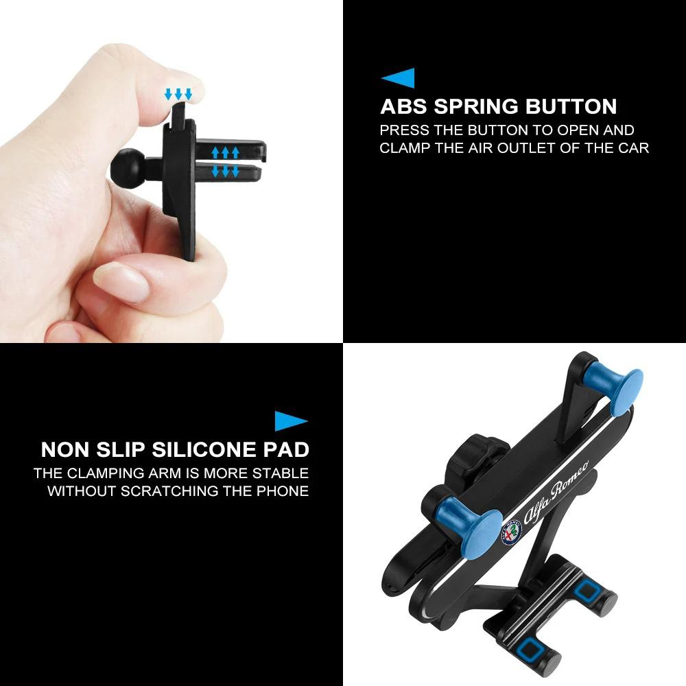 OTVFX1 Per Alfa Romeo Porta Telefono per Auto a Gravità Porta Telefono per Bocchetta d'Aria Supporto GPS per Alfa Romeo 159 Giulietta Stelvio 4C MITO 156 Gi