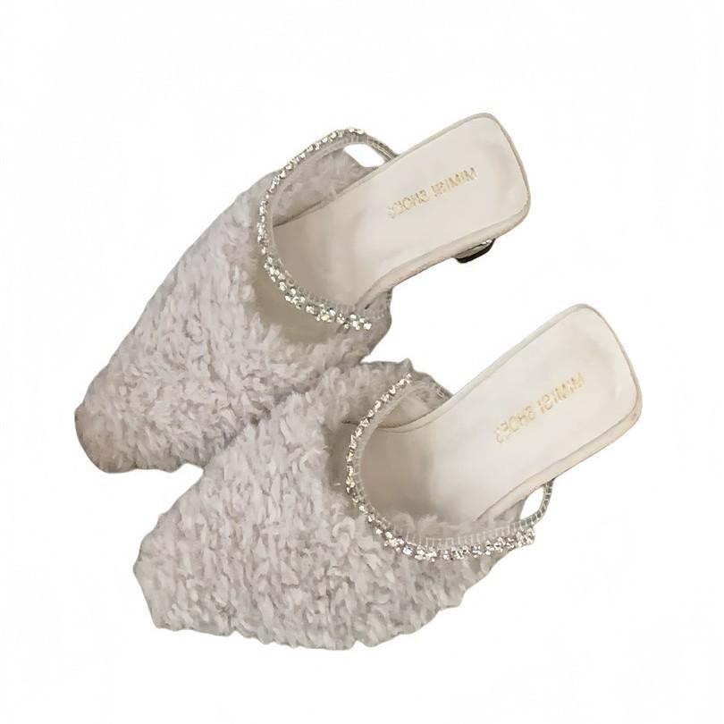 Velvet Beanie Shoes Lamb Wool Shoes Women's Autumn and Winter New Pearl Fairy Wind Warm New Single Shoes