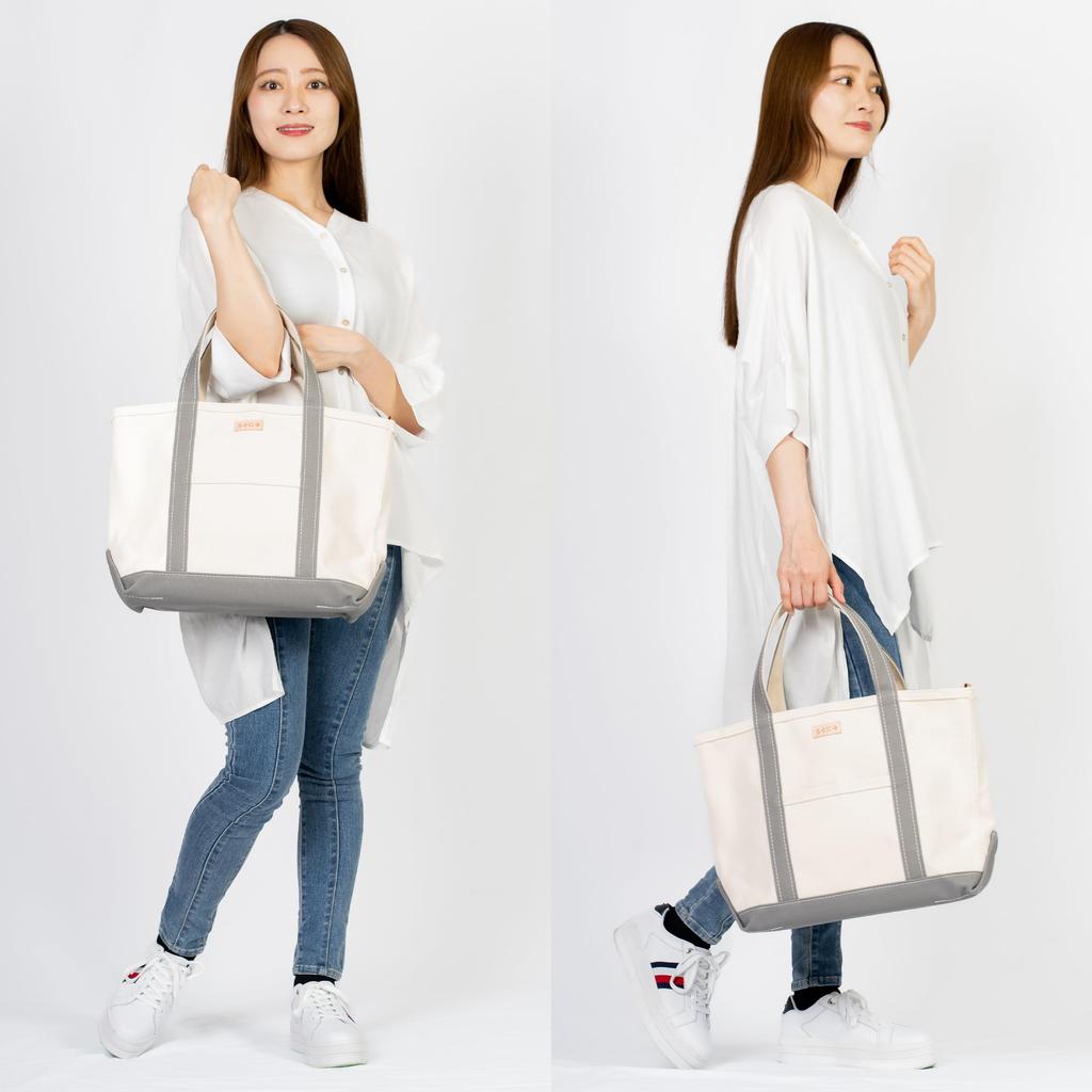 Ship and Rock Basic Tote Large Capacity Canvas Tote Bag with Made in Japan with Japanese Canvas (Gray) - Women's Zipper,