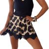 2026 Retro Satin Leopard Print Lace Trim Women's Shorts