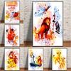 Walt Disney The Lion King Movie Poster Print Watercolor Simba Hakuna Matata Canvas Painting Wall Art Cartoon Animals Home Decor