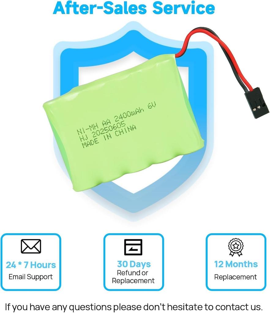 6V 2400mAh NiMH Receiver Battery with Hitec Connector - AA NiMH Rechargeable Battery Pack for RC Helicopters, Model Aircraft