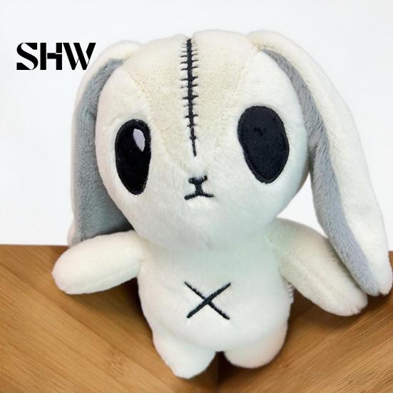 Embroidered Gothic Plushie Halloween Horror Bunny Plush Toy, Cute Creepy Rabbit Stuffed Animal Peripheral Collection Doll for Kids, Soft Collectible