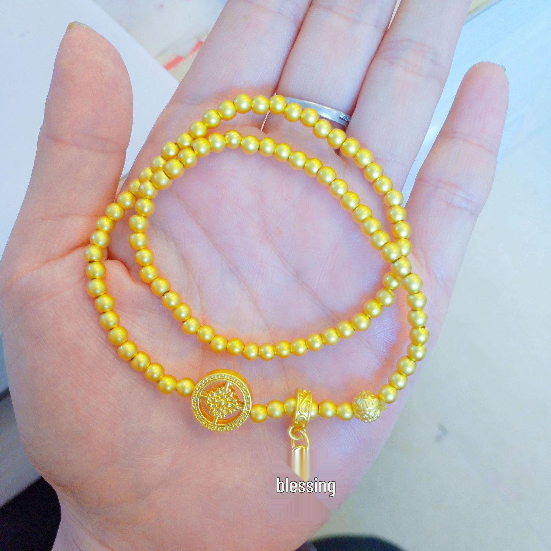 

Five-Way God of Wealth Double Layer 4mm Round Bead Bracelet with Fu Character