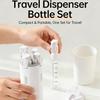 4-in-1 Travel Bottles Set,Leak-Proof Refillable Containers Dispensers Labels Portable Toiletry Organizer Cup for Shampoo,Lotion,Soap