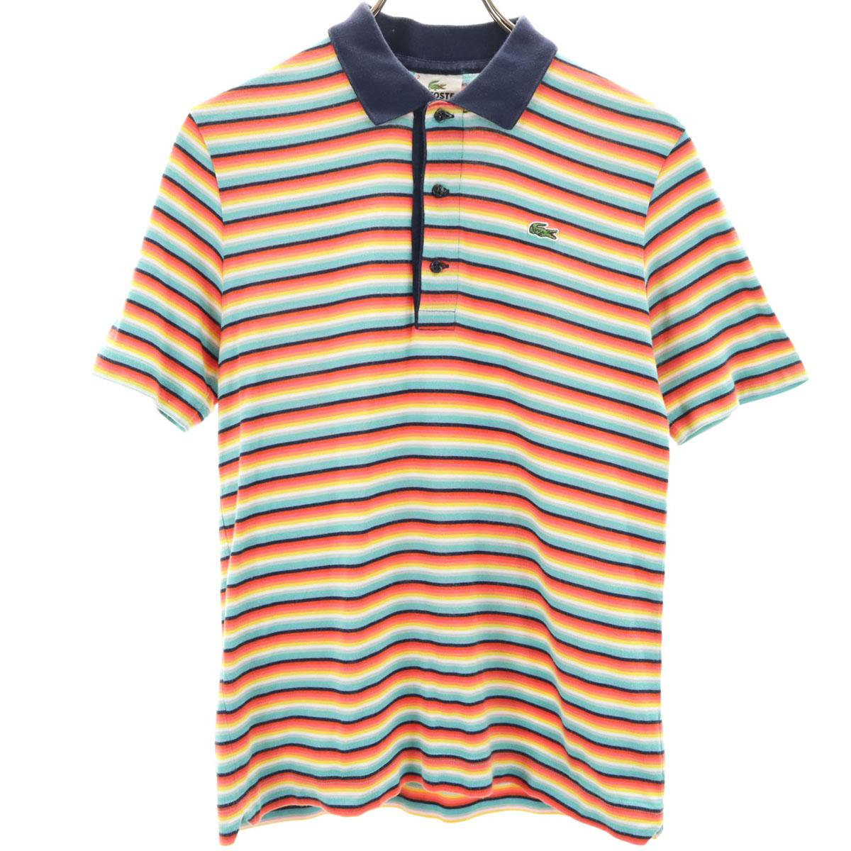 

LACOSTE Made in USA Border Pattern Short sleeve Polo shirt 2 Multi Men s Used
