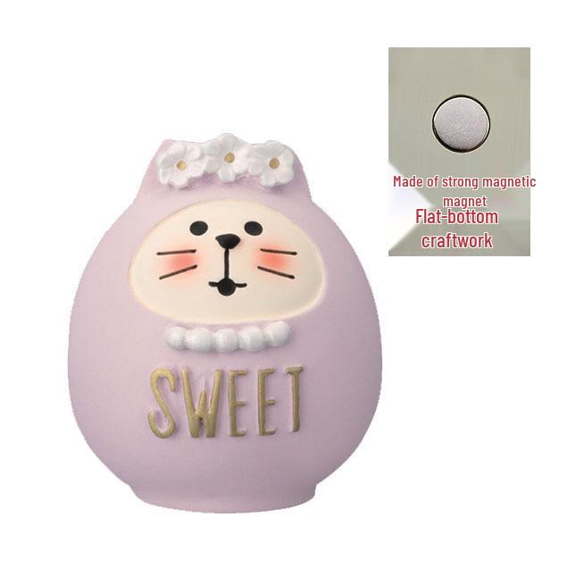 Japanese Cat Magnet: Cute Resin Sticker & Message Clip Toy for Refrigerator Decor