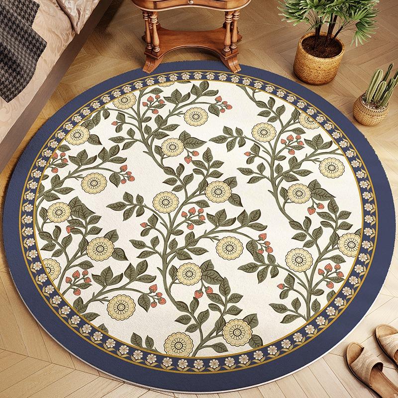 Round Living Room Carpet American Retro Carpets for Bedroom Rug Bedside Floor Mat Modern Creative Minimalist Home Decor Rugs