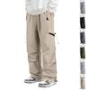 Men's Loose Fit Cargo Pants with Multi Pocket Design Drawstring Waist Straight Leg Trousers for Casual Daily Wear