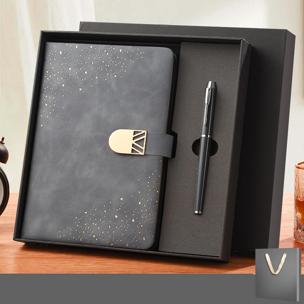 (Istnieje możliwość wygrawerowania logo) Notatnik biznesowy A5 z okładką w gwiazdy, zeszyt przedmiotowy dla studenta, skórzany notatnik, pamiętnik z klamrą