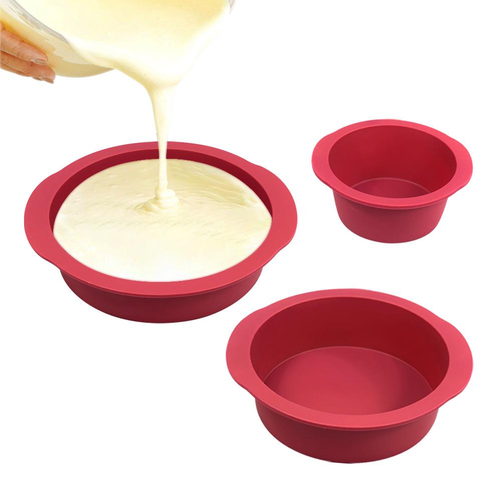 3PCS/SET Round Silicone Mold 4inch 6inch 8inch Red Pastry Cake Chocolate Molds DIY Home Baking Pan Mould Bakeware Tools