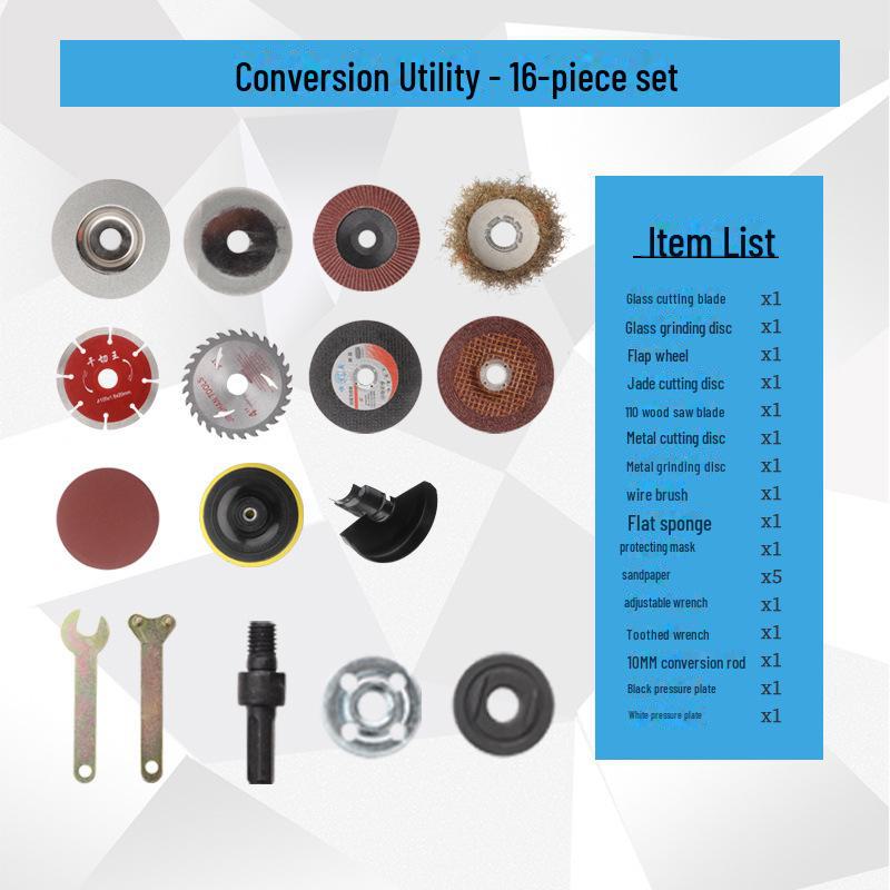 Angle Grinder Conversion Set: Cutting, Polishing, and Grinding Accessories