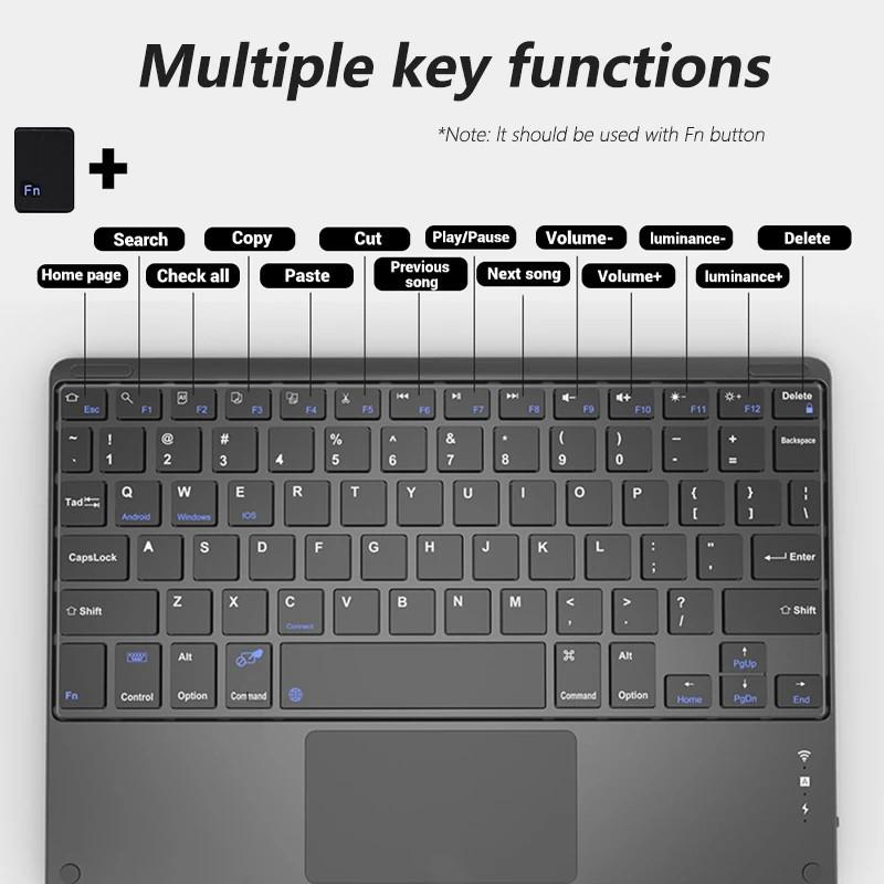 Universal Wireless Bluetooth Touch Keyboard for iPads, Tablets, and Phones