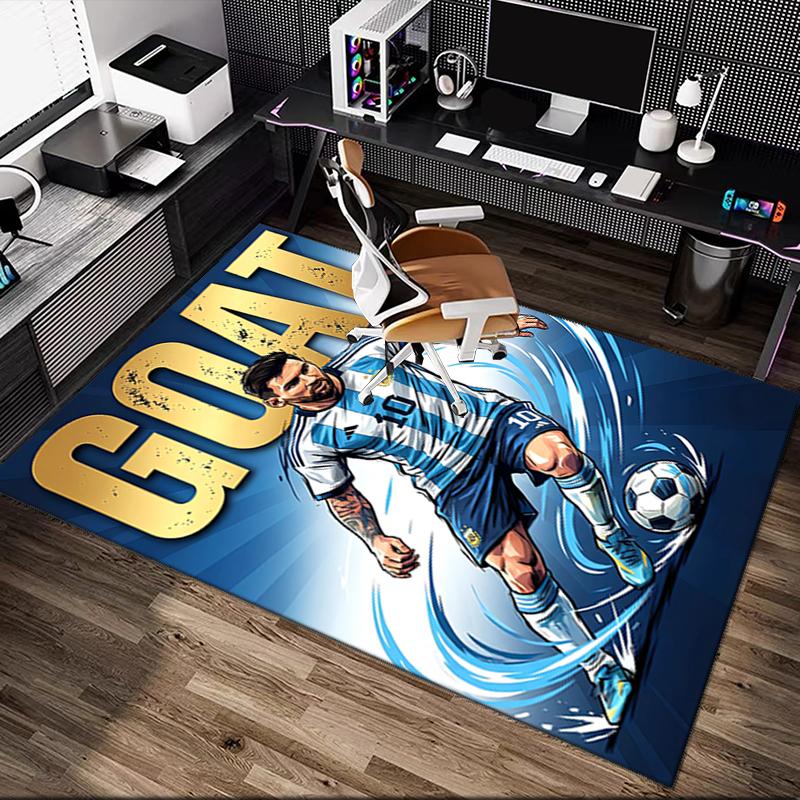 [Football Star Messi Printed Carpet] Non-slip Office Rug, Cozy Area Carprt for Living Room Use, Soft Home Sofa Chair Mat