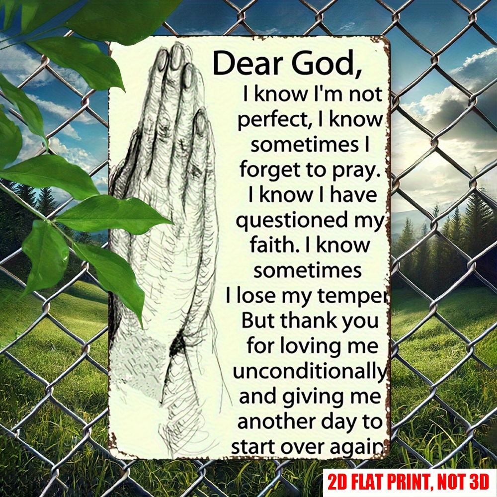 D Flat X Inch D Flat Motivational Prayer Metal Sign Retro Inspirational Wall Art with Dear God Quote Classic Religi