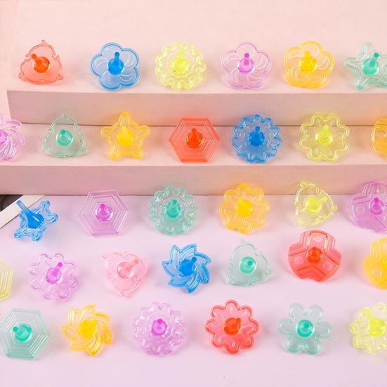 24Pcs Transparent Acrylic Spinning Top Portable Travel Kids Mini Gyroscope Educational Colorful Spinner Toy Toddlers Boys Girls Gift Party Favors