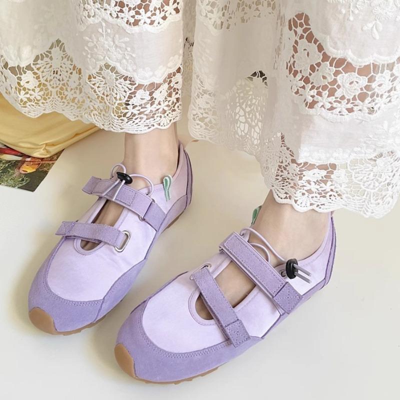 

Модная спортивная обувь на четыре сезона Женская модная обувь с круглым носком и мелким вырезом, цветная, на мягкой подошве, противоскользящая, износостойкая, плоская обувь 35 фиолетовый