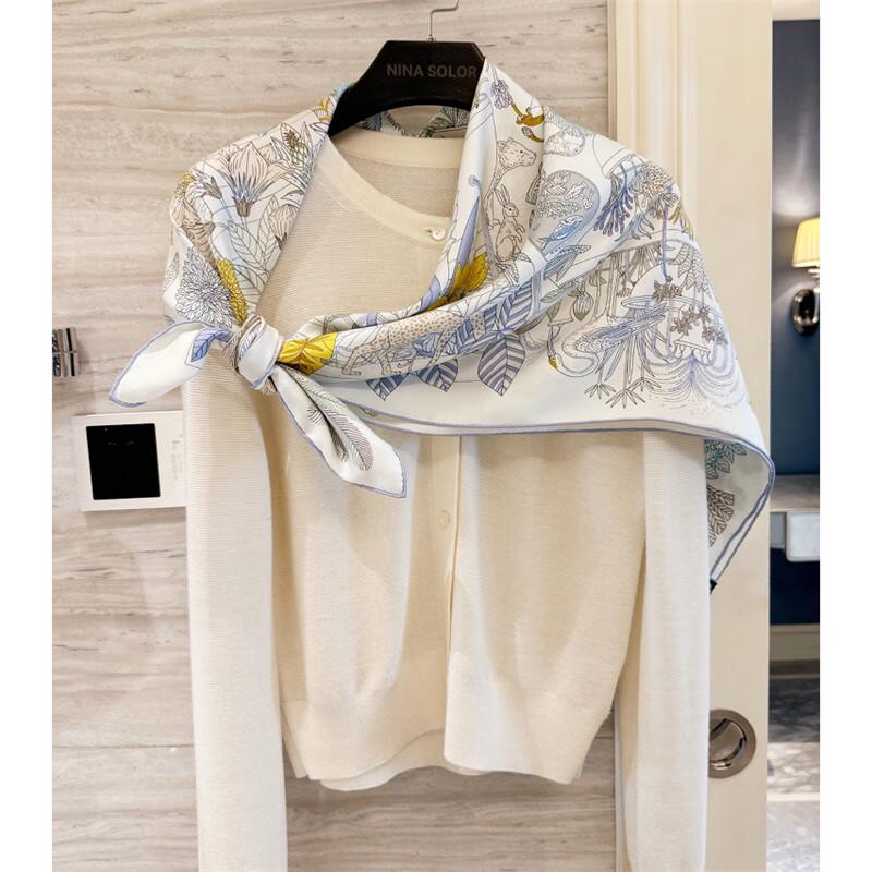NINA SOLOR Elegant Twill Mulberry Silk Square Scarf